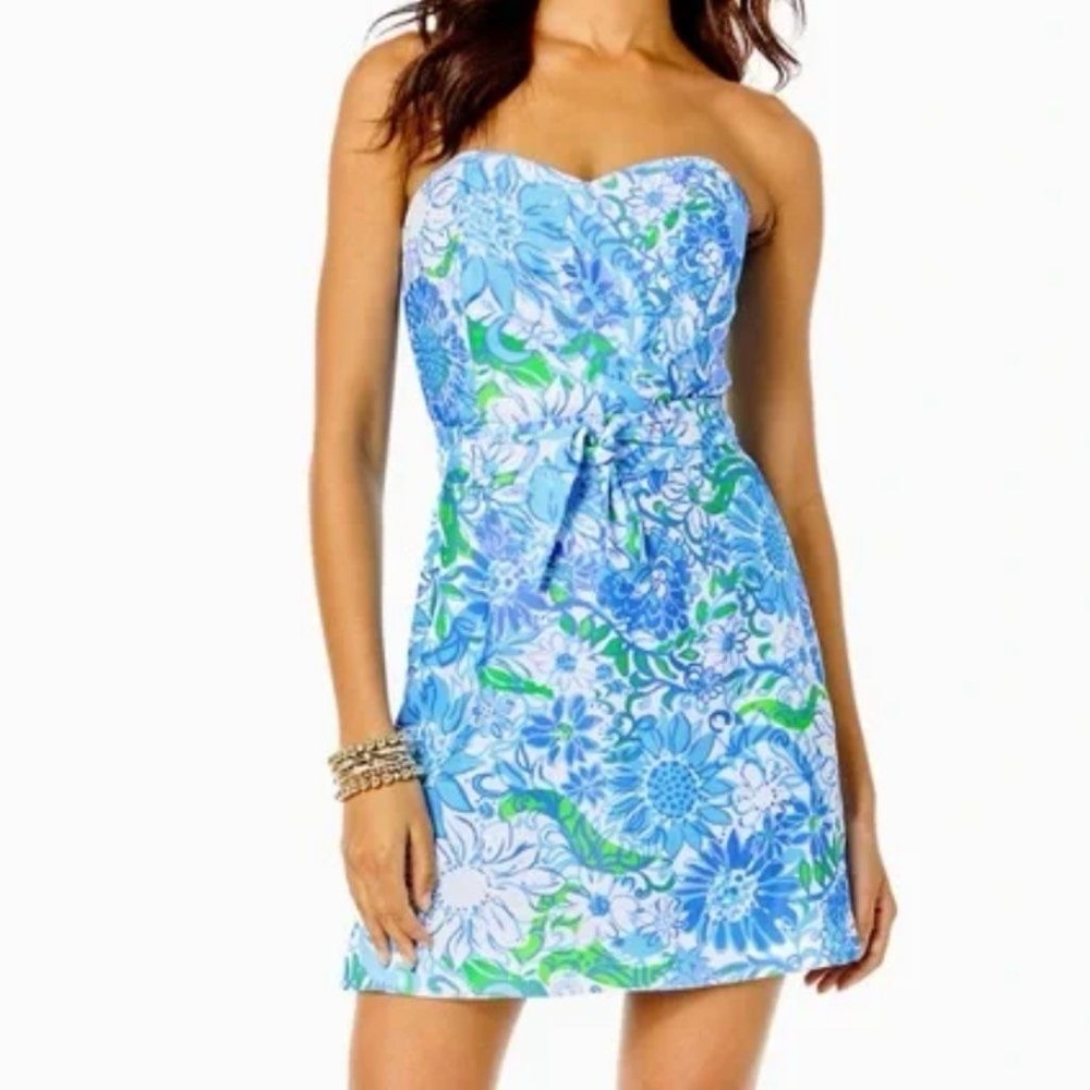 BNWT Lilly Pulitzer Kylo strapless belted romper in “Suns out” size 16